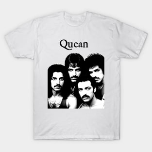 Cursed Classic Rock Band PARODY Funny Off Brand Knock Off Meme (Black & White) T-Shirt